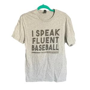 NWT Dist Rict Mens I Speak Fluent Baseball T-Shirt Short Sleeve Size M Gray